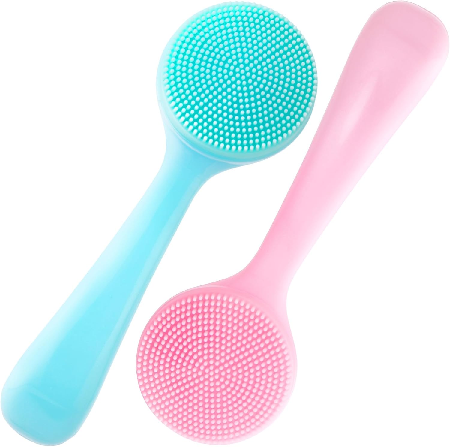 2pcs Silicone Face Cleaning Brushes, Skin-Friendly Manual Facial Exfoliator Brushes, Deep Cleanding Facial Cleanser Brushes for Blackhead, Whitehead, Dead Skin- Blue & Pink 2pcs Silicone Face Cleaning Brushes, Skin-Friendly Manual Facial Exfoliator Brushes, Deep Cleanding Facial Cleanser Brushes for Blackhead, Whitehead, Dead Skin- Blue & Pink
