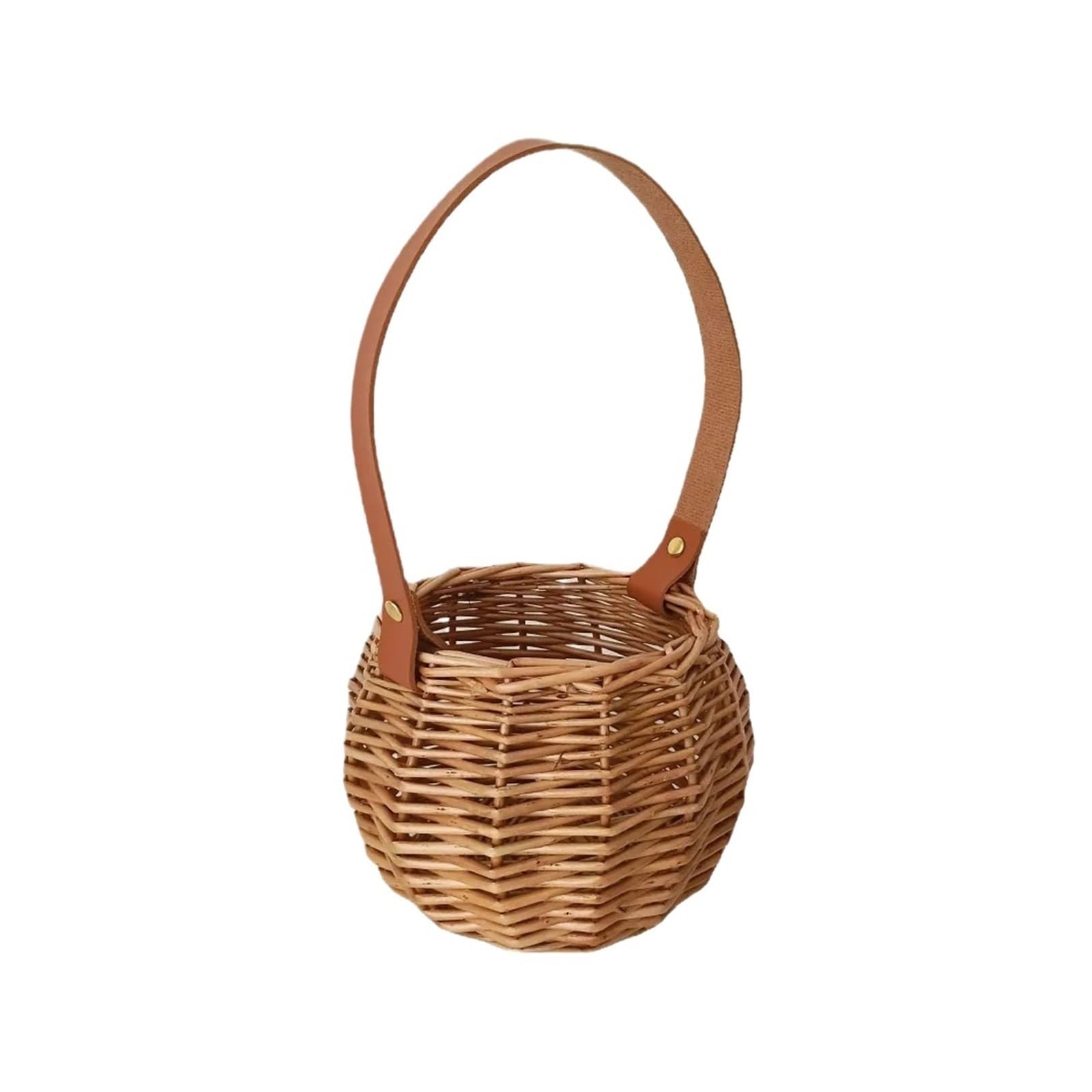 Générique Ceinture de panier fleurs suspendue marron, Pot rond tissé, ornement bureau, en osier, for balcon et terrasse