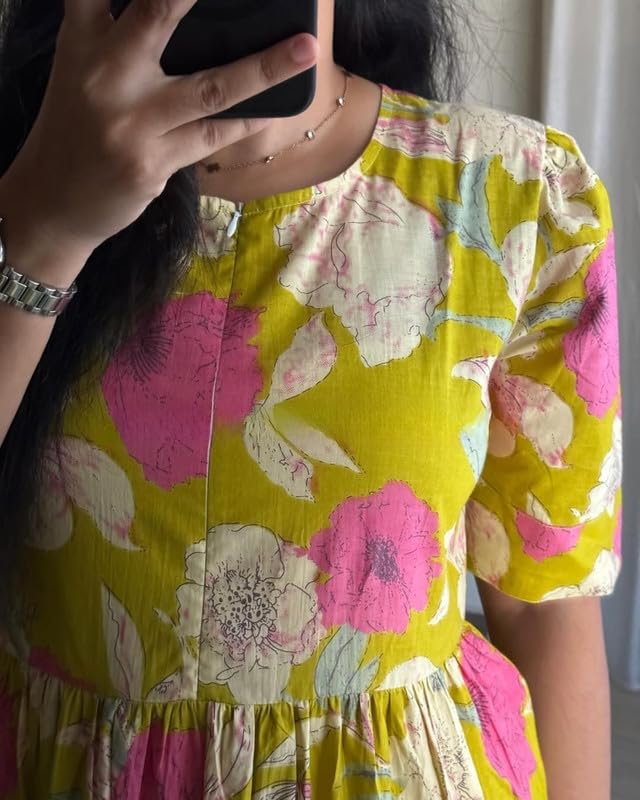 Image of Floral Midi Dress for Women - Summer Boho Dress, Lightweight & Breathable, Elegant Floral Print, Casual & Vacation Outfit, Comfortable Flowy Dress for Women