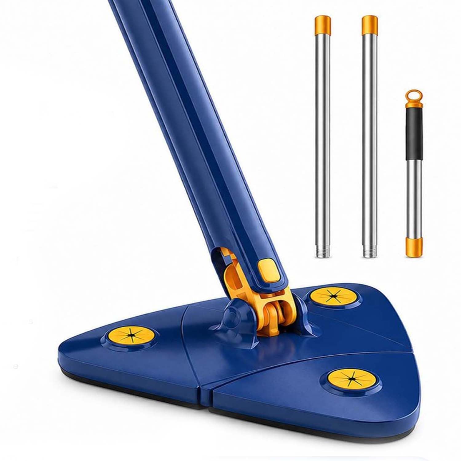Triangular Flat Mop Set with 2 Microfibre Pads | 360° Rotating Self Wring Floor