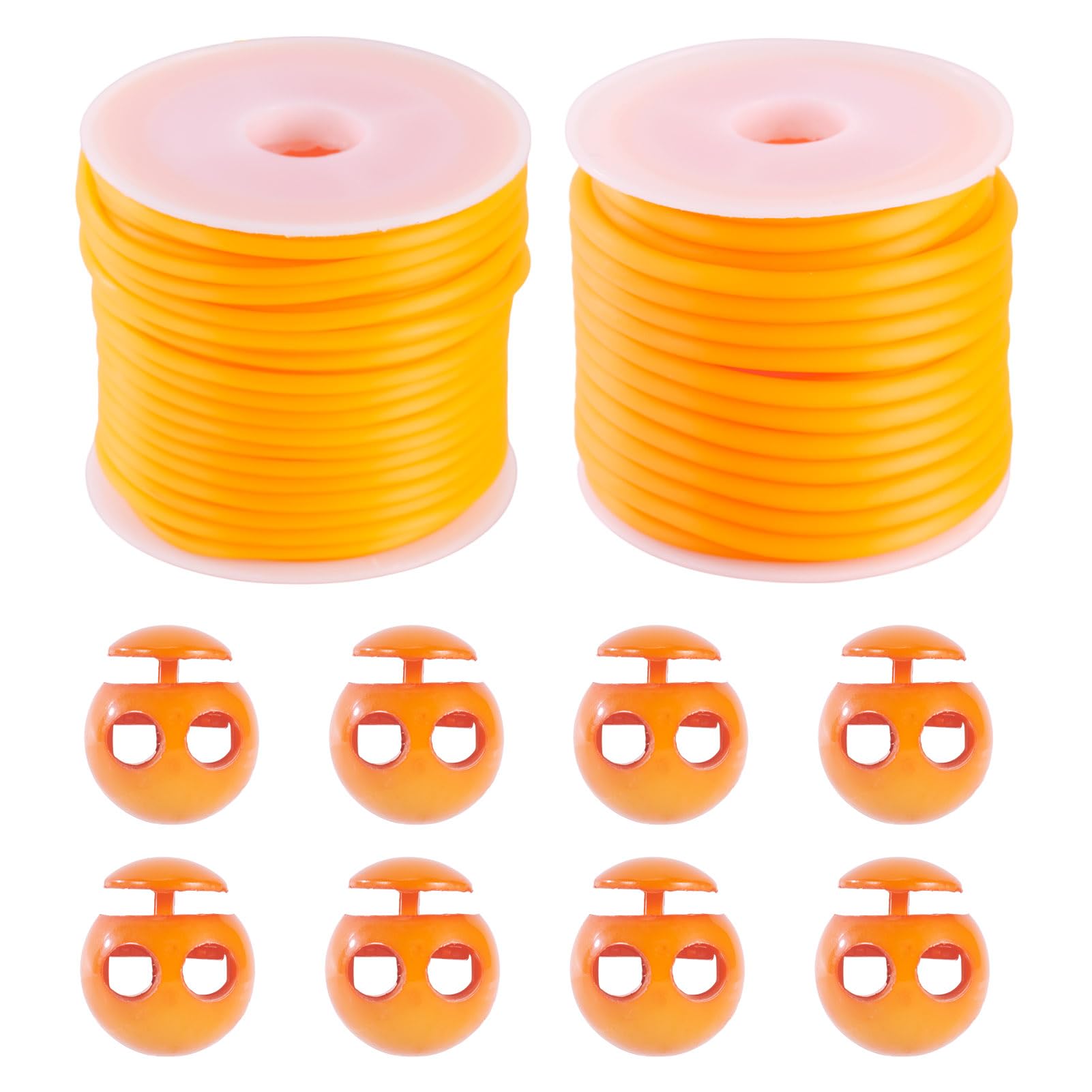 PandaHall 15m Hollow Pipe Rubber Cord with Plastic Cord Locks 2mm 3mm Stitch Holder Tube Cords Orange Knitting Barber Cords for Jewelry Making DIY Crafts