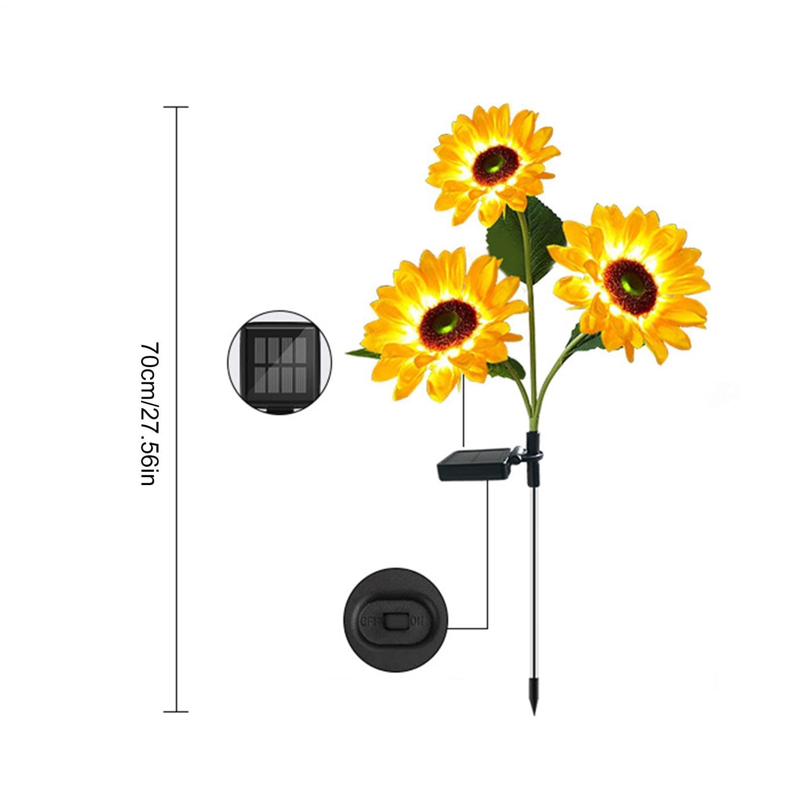 Lampada solare a forma di girasole, impermeabile, per esterni, per giardino, cortile, patio, vialetto, vialetto, prato, aiuole, alberi, portico