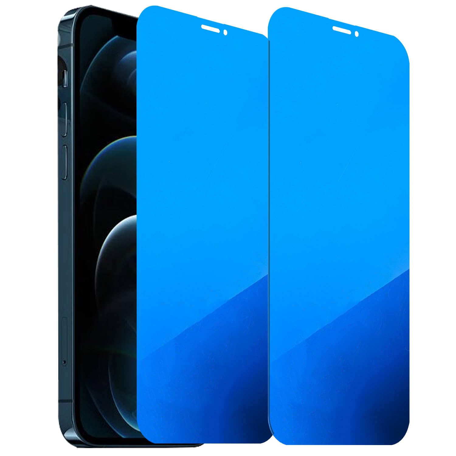 2-pak anty-niebieskie szkło hartowane do iPhone'a 12 Pro Max Anti-Spy folia ochronna na ekran galwanizowana niebieska 17.0 cm