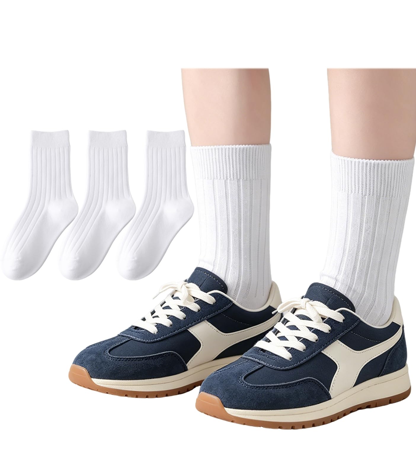 3 Pairs Boys Dress Socks Kids Girls Black Crew Uniform Sock for Toddler