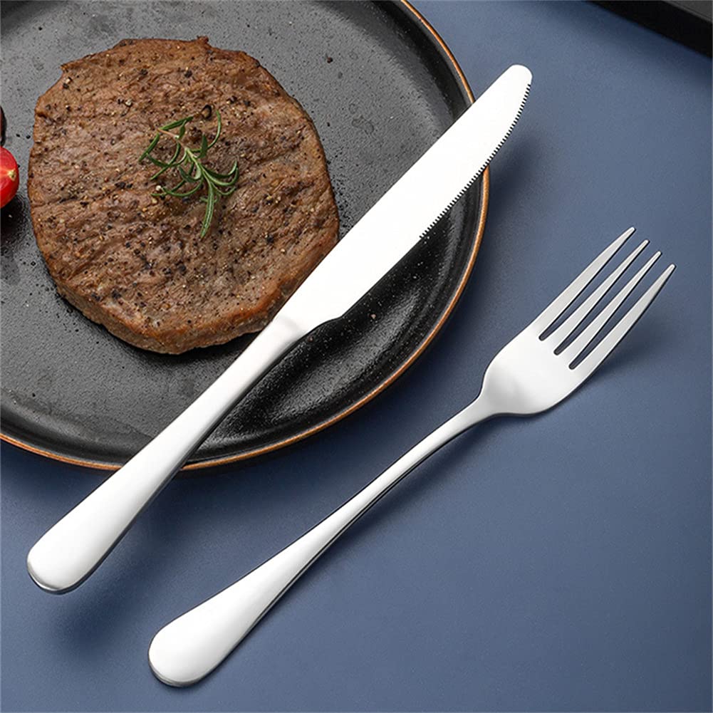Ensemble De Dîner en Acier Inoxydable, Jeu De Cuillère À Fourche De Couteau Idéal pour Camping/Fête, Coussinet/Argentware/Accueil - Service pour 6,Red Gold