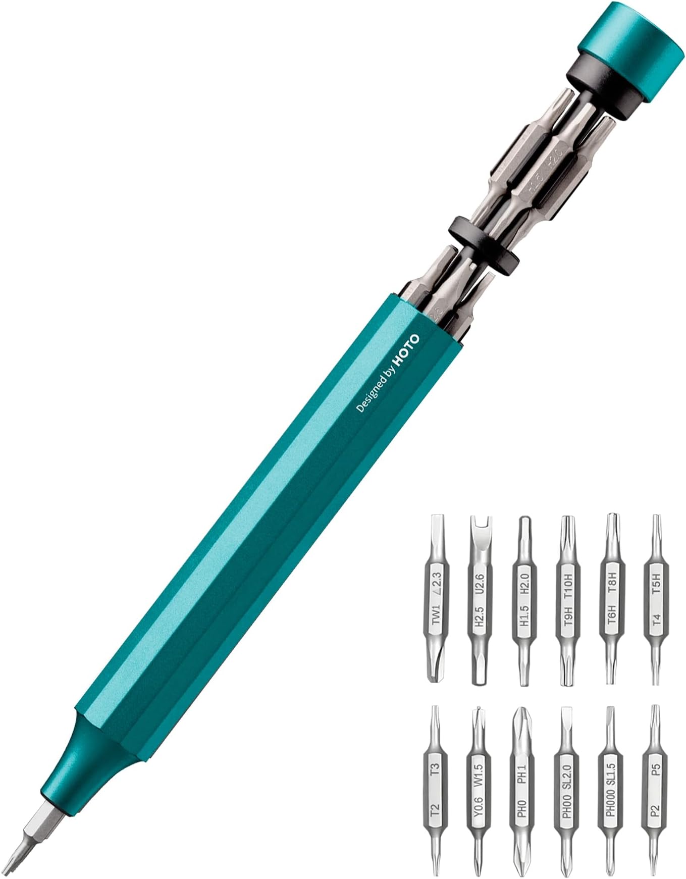 HOTO 24 in 1 Mini Screwdriver Set, Magnetic Torx Bit Set, Eyeglass Repair Kit, EDC Pen Screwdriver for Electronics, Watches, Phones, Laptops, Cameras, Gadgets for Men, Dark Turquoise