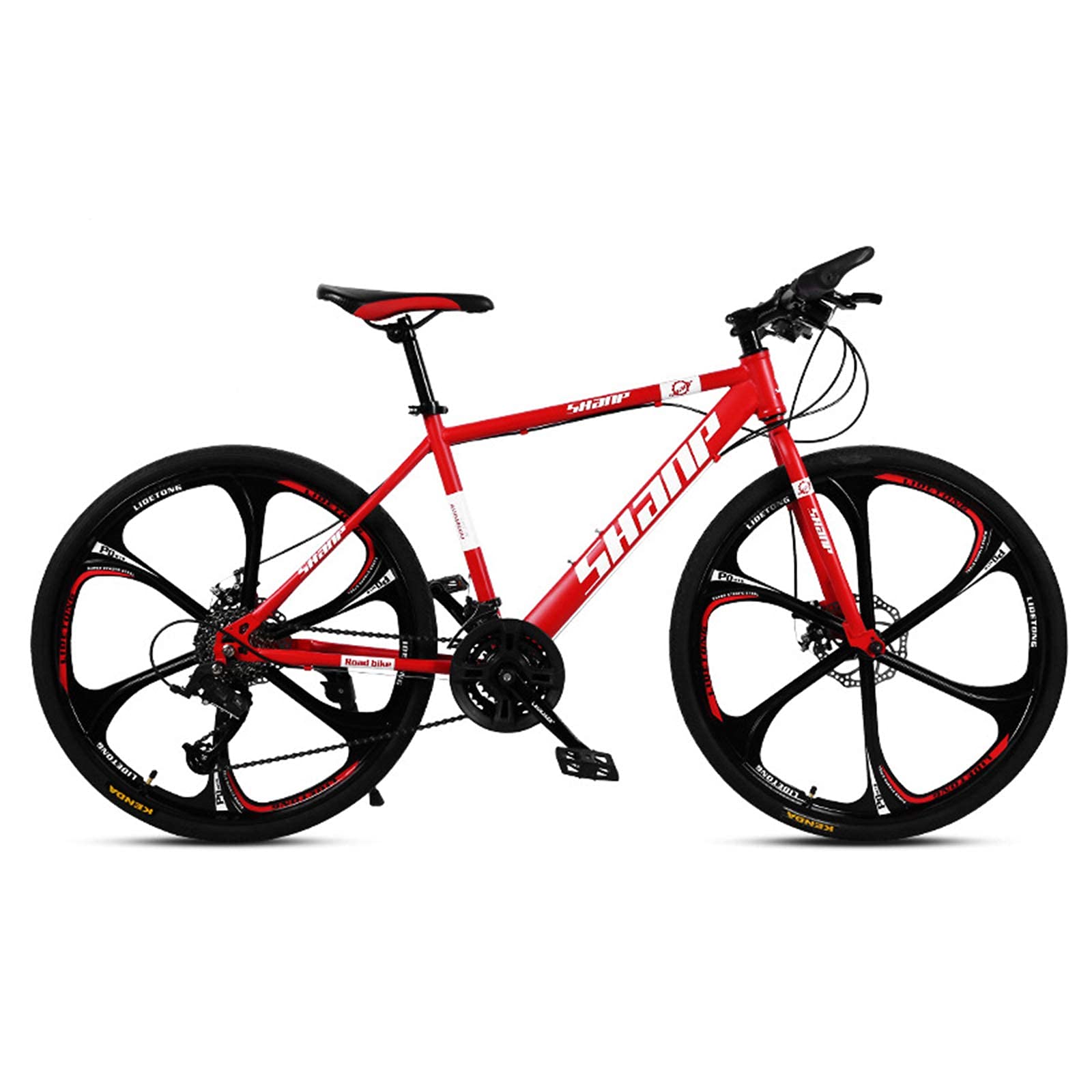 Fashionable Simplicity 21-Speed Road Bikes Bicycle Foldable Adult Mountain Bike Lightweight Sturdy High-Carbon Steel Bicycle Dual Disc Brakes Front Suspension Fork for Men (Color : Red, Size : 30 sp
