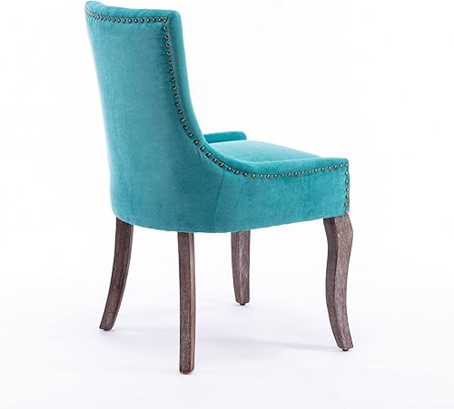Miniatura 5 de Dining Chairs and Table & Chair Sets, Ultra Side Dining Chair with Thickened Fabric Upholstery and Solid Wood Legs, Bronze Nail Head Accents, Set of