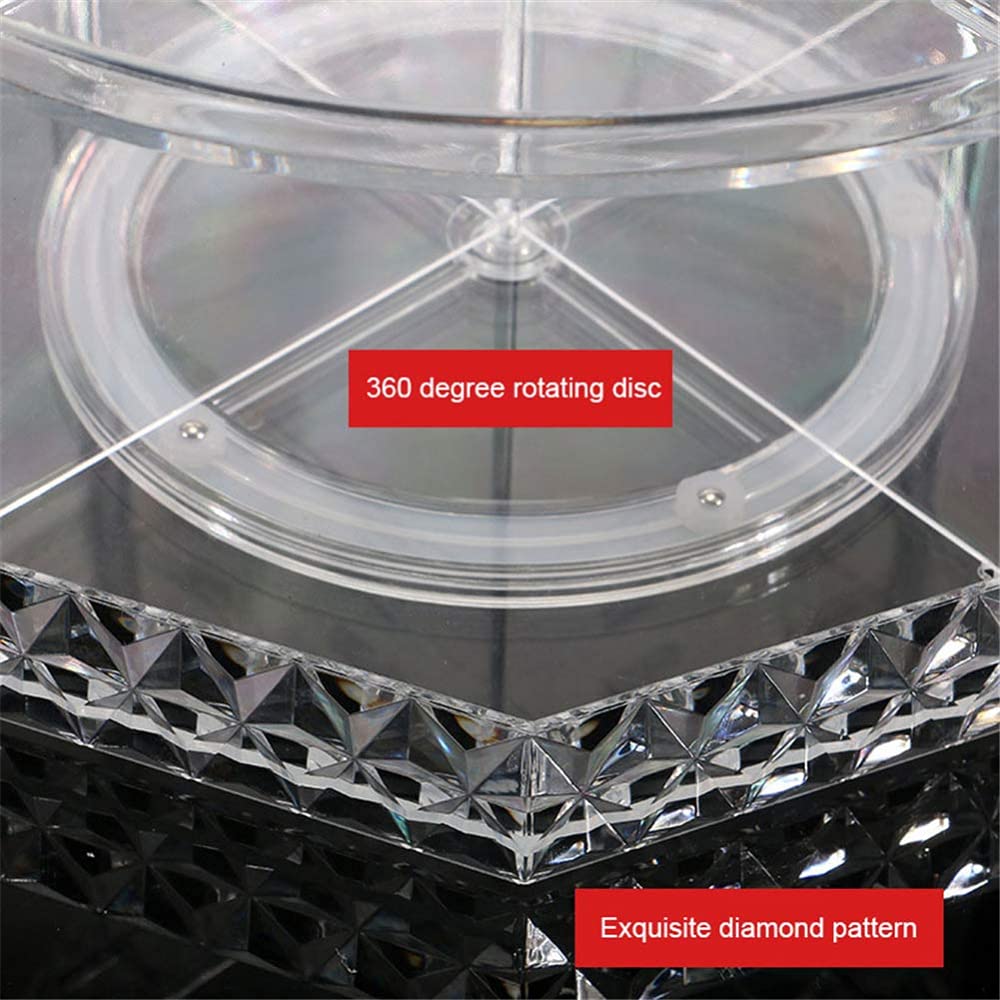 Caja De Almacenamiento De Cosméticos De Cristal Giratorio 360, Organizador De Maquillaje Desmontable Multifunción, Soporte De Exhibición De Perfume Cosmético.-22cmx28cm