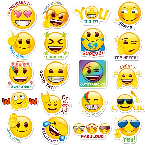 200PCS Emoji Stickers for Kids 10 Sheets Reward Emotion Sticker School Classroom Encouragement Party Supply