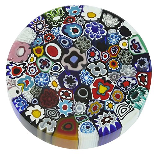 Glass Of Venice Murano Glass Millefiori Round Paperweight - Large