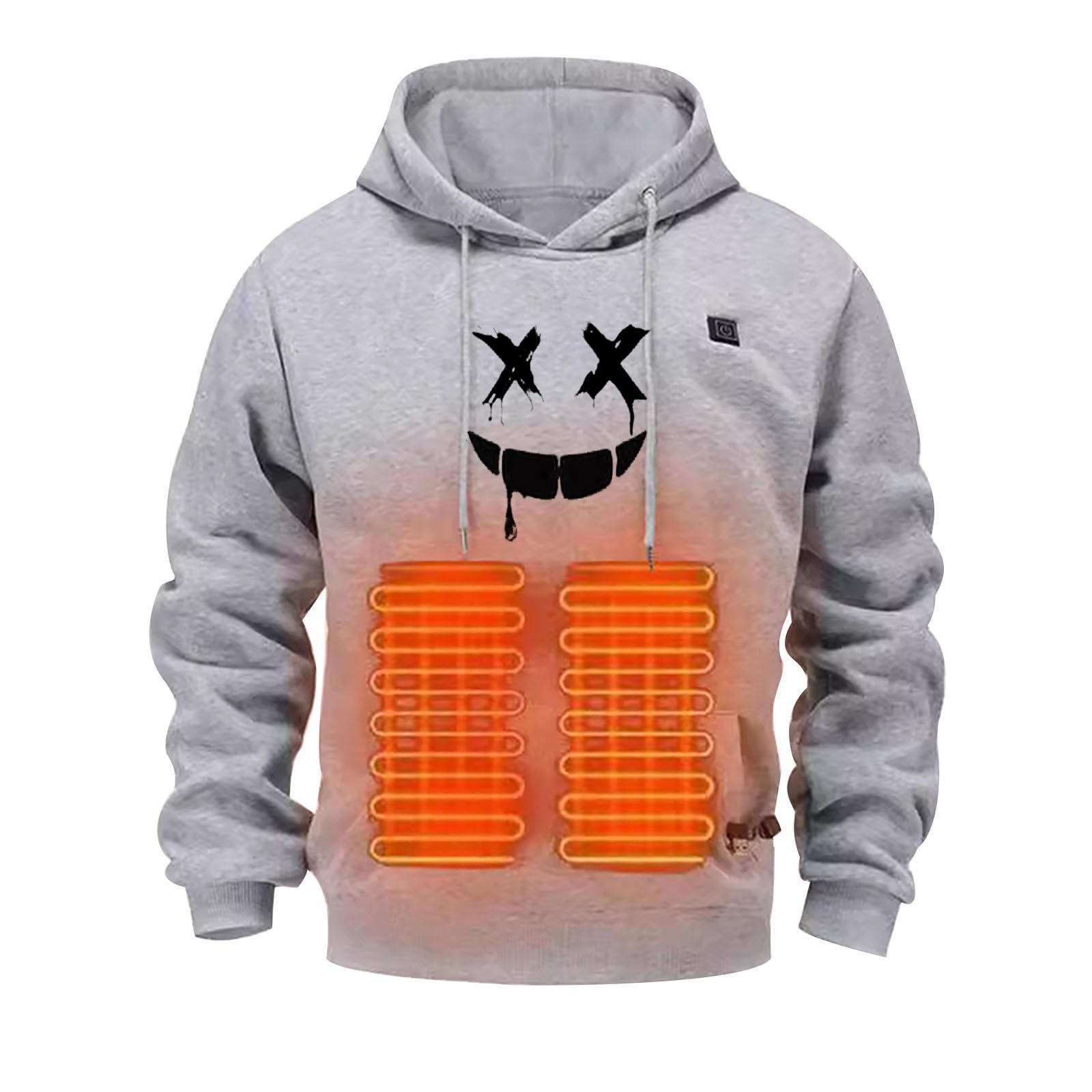 Generisch Ogrzewana bluza z kapturem dla mężczyzn i kobiet, oversize, zimowa, luźna, ciepła bluza z kapturem, modna, jednokolorowa, duże rozmiary, na zimę, swobodna bluza z kapturem dla mężczyzn