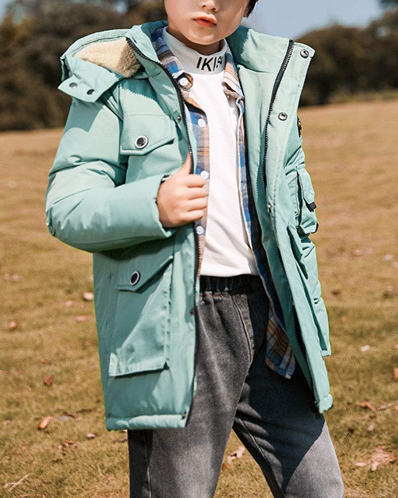 Niños Parka Impresión Abajo Outwear Cremallera Chaqueta con capucha Gabardina gruesa y cálida de invierno Abrigo de Pluma Ropa Caliente Acolchada