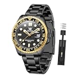 Watch Men Luxury Easy Reader Big Face Analog Quartz Waterproof Stainless Steel Luminous Date Rotatable Bezel Dress Watches for Men Two Tone Casual Mens Wrist Watch