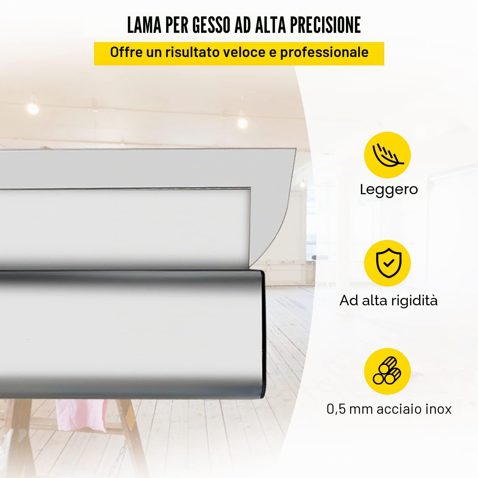 VEVOR Spatola di Finitura, Lama 40" Peso Netto 3Libbre Strumento Scremante in Acciaio Inossidabile per La Rimozione di Stucco, Mastice, Gesso, Stucco, Raschiatura,Vernice e Carta da Parati,Silk grigio