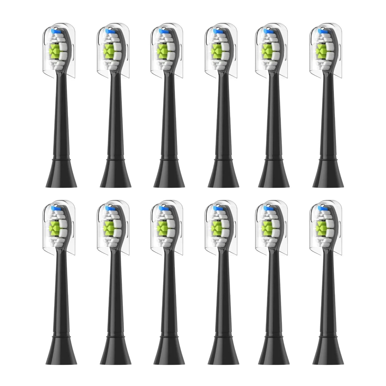 Cabezales de repuesto universales for cepillos dientes(12pcs Black)