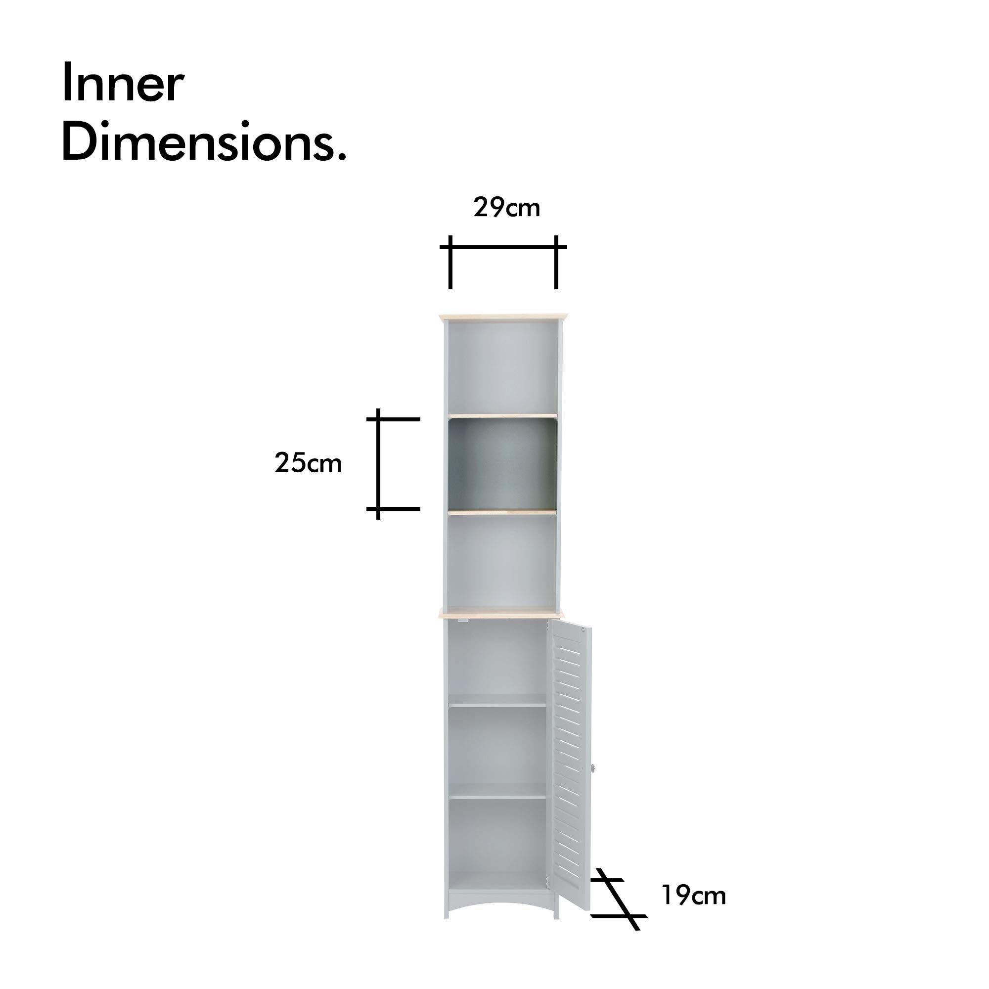 Buy VonHaus Tall Bathroom Grey & Rubberwood Freestanding