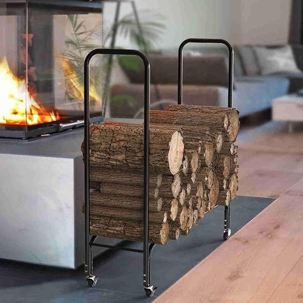 Simple Home User Outdoor Indoor Firewood Display Rack Firewood Storage Firewood Rack With Universal Wheels,