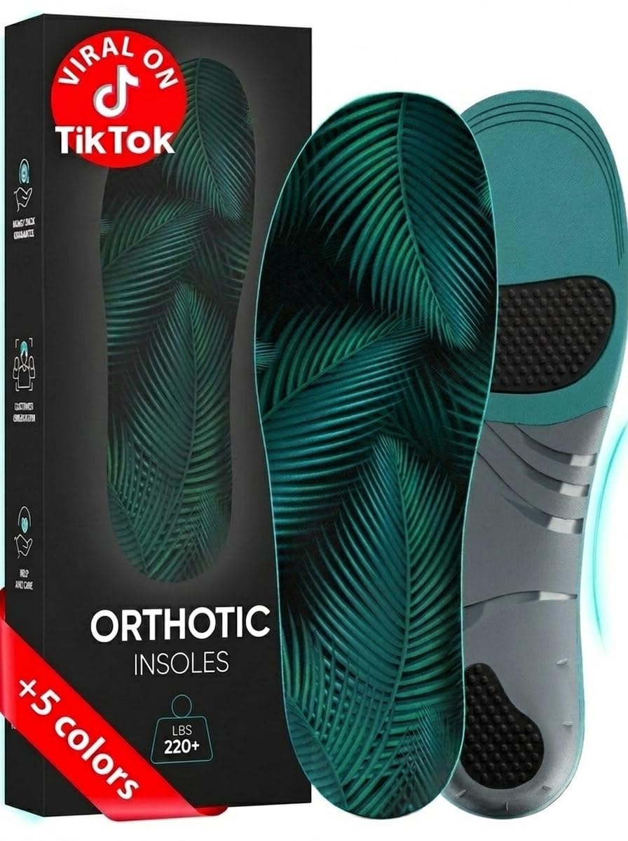CRUVHEAL Plantillas ortopédicas de soporte de arco alto para fascitis plantar de 220 libras para hombres y mujeres, plantillas ortopédicas para zapatos de trabajo (XL, aguamarina)