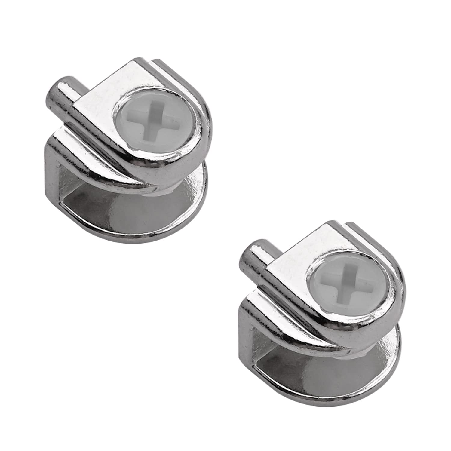MroMax 2Pcs 0.87" x 0.79" (LxW) Glass Shelf Bracket Adjustable Zinc Alloy Glass Door Cabinet Clip Silver
