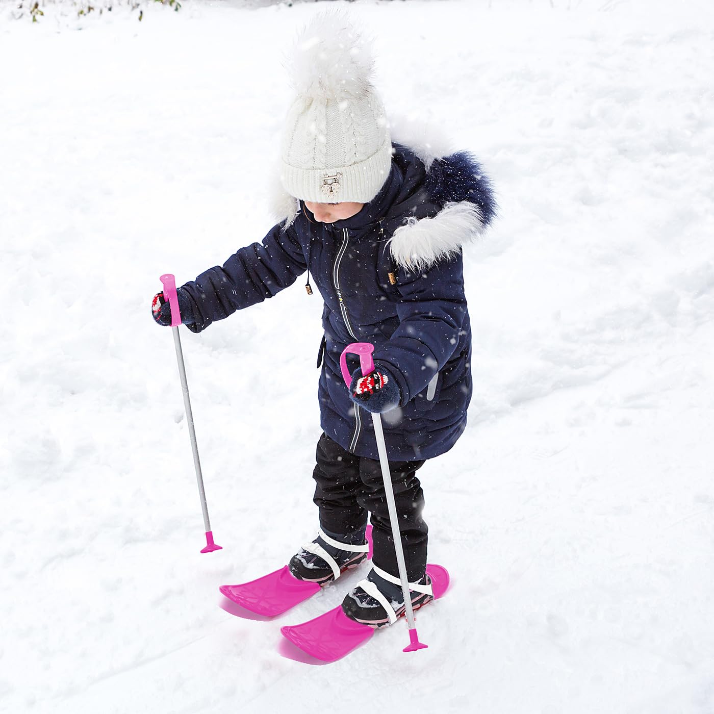 Jamara 460384 - Snow Play Funny Carve 1st Step 42cm Fucsia – Lazos de fijación Ajustables y Seguros