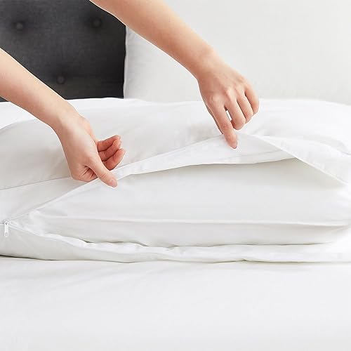 Miniatura 7 de DOWNLITE Almohada ajustable de plumón de ganso blanco 3 en 1, tamaño King, 20 x 36 pulgadas, tela de algodón hipoalergénica, opciones de densidad