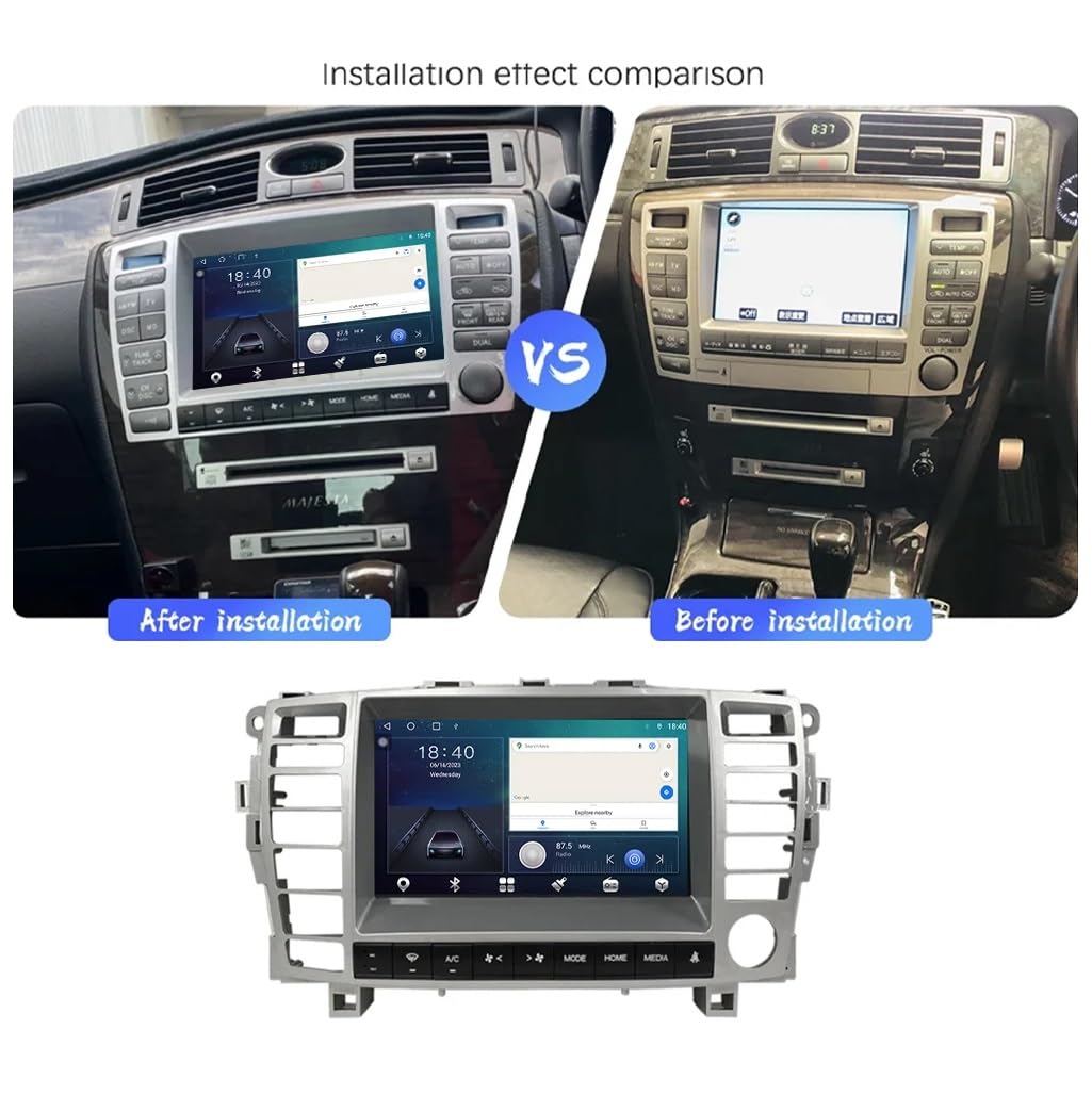 Ekran Carplay dla Toyota Crown Majesta 4300cc 2003-2007 Mirror Link, Asystent Głosowy, Nawigacja W Czasie Rzeczywistym, Ekran, Bluetooth, Sterowanie Głosowe, 8 Rdzeń 4G+64G