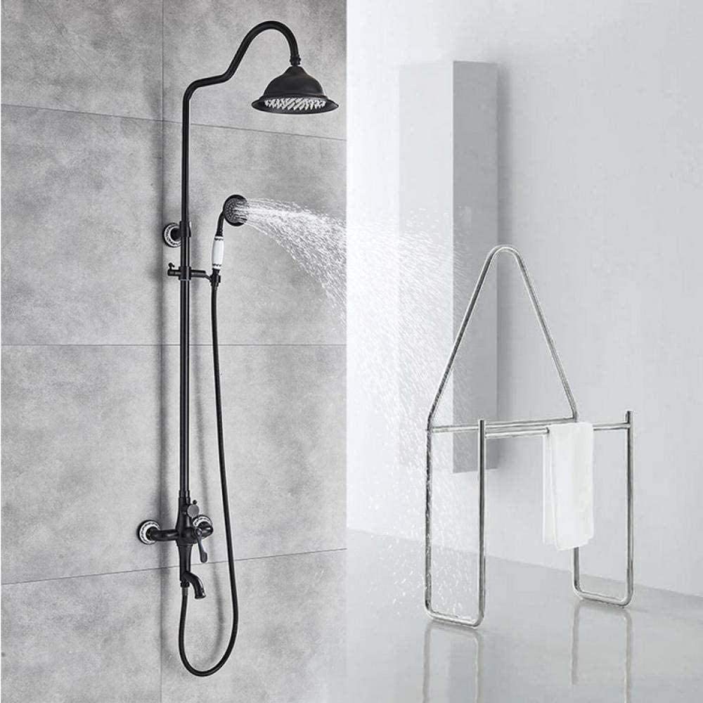 Mitigeur et colonne de douche en bronze noir laiton avec pommeau de pluie 8" et jet douchette