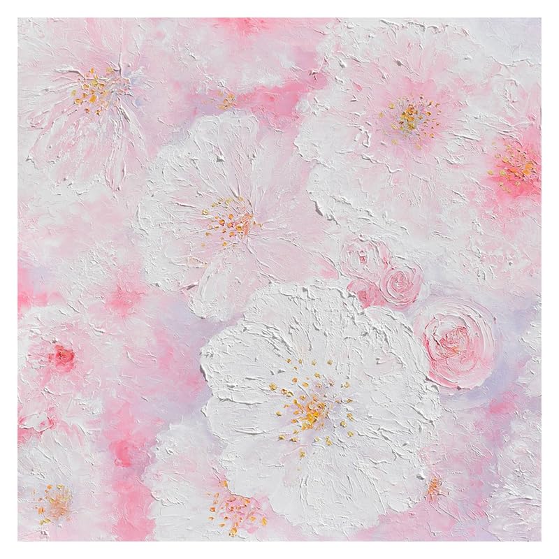 Peinture à l'huile fleurs de cerisier roses, toile abstraite grand format sans cadre