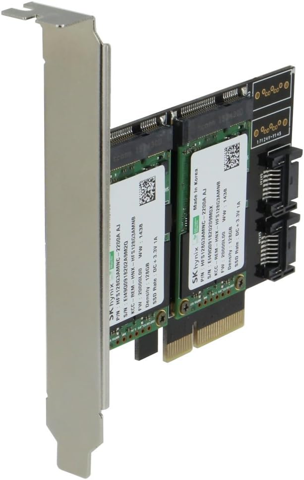 Sedna - PCIe Dual mSATA SSD Raid Adapter with 2 SATA III Port and HyoperDuo Hard Disk Acceleration Function (SSD not Included)