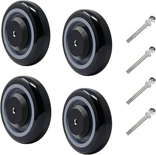 NINOSO 5" Shopping Cart Wheel Replacement Kit, Polyurethane Casters Set of 4, 3/8" Axle Diameter Wheels for Supermarket Grocery Retail Stores
