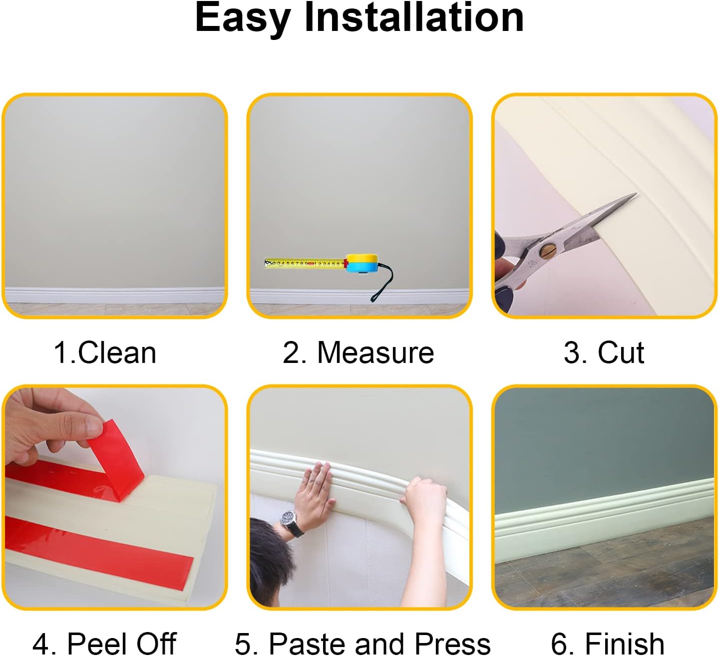 lesolar Flexible Baseboard Moulding Trim, Peel and Stick Baseboard Molding Trim Crown Molding Ceiling Border 4 Inch(W) x 16.4 Feet(L) Waterproof Wall Trim for Home, Office Decoration (Brown)