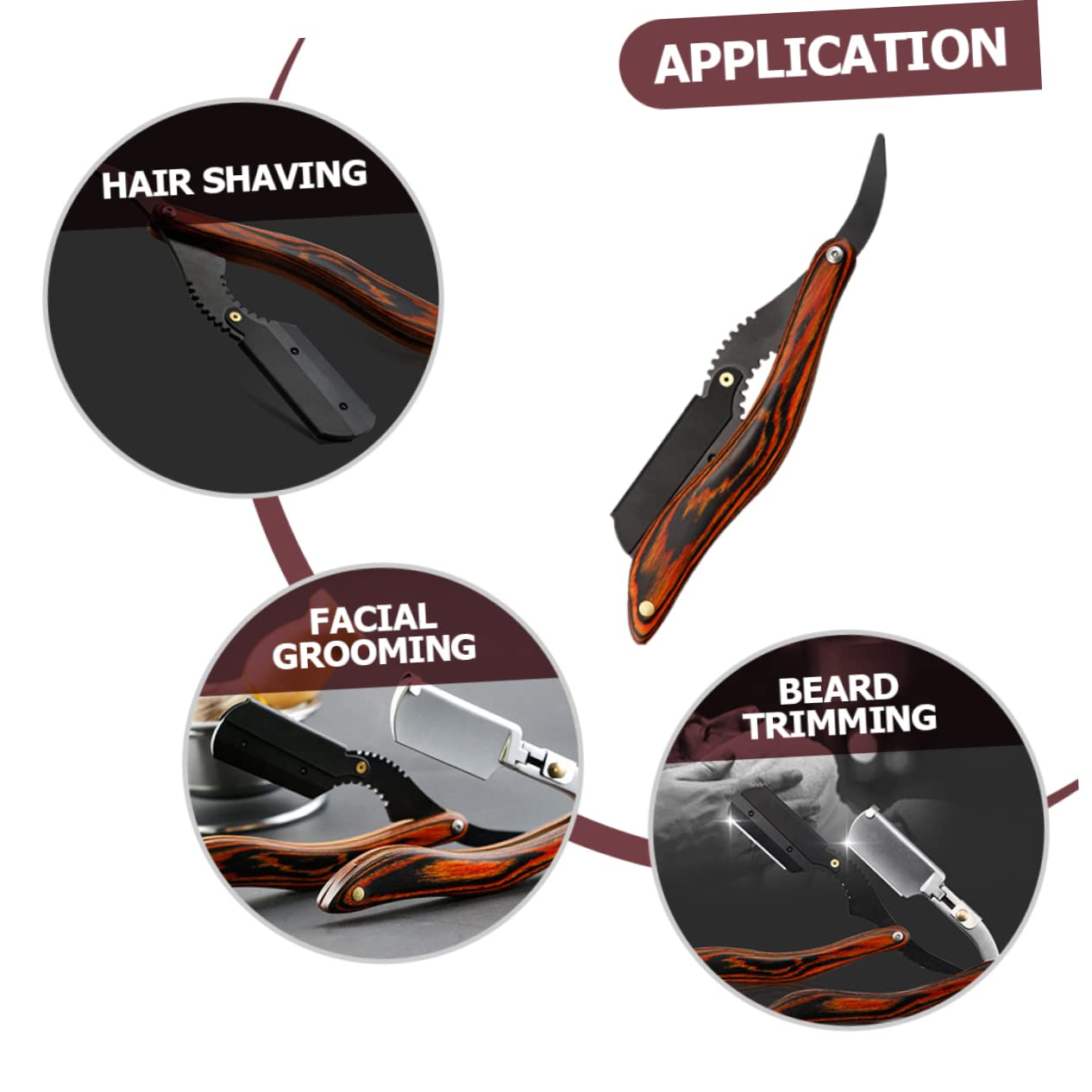 Outanaya Manual Straight Razor Wooden Handle Professional Stainless Steel Barber Razor for Men Replacement Blade Holder for Precision Shaving and Grooming