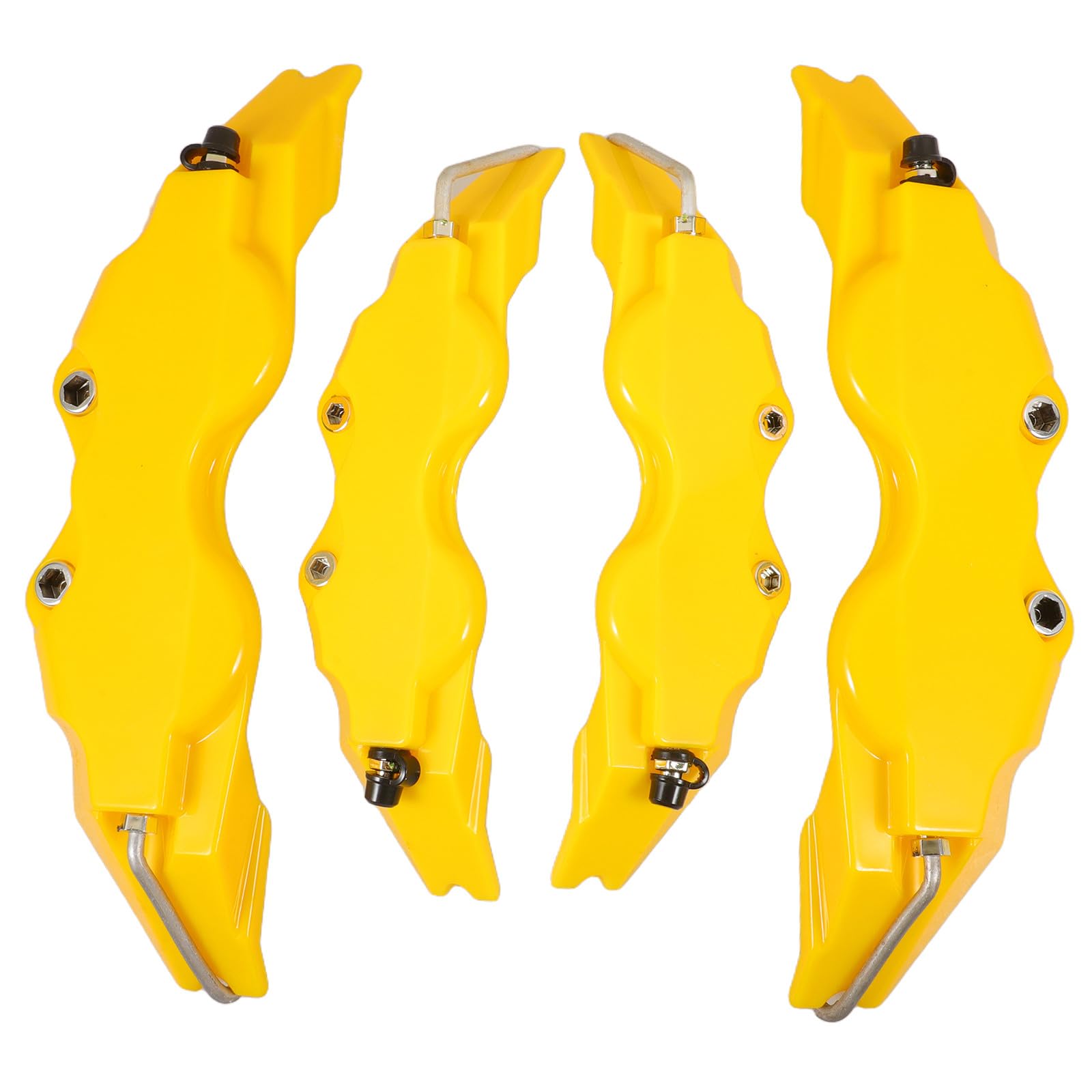 SHINEOFI Cubre Pinzas de Freno Estilo 3D Amarillo para Coches Protección Completa y Fácil Instalación, Kit de 2 Sets para Pinzas de Freno Delanteras y Traseras