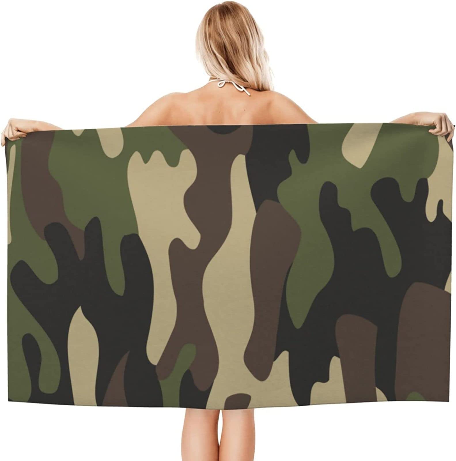 KATATI Camuffare Telo Mare Grande, Microfibra Asciugamano da Spiaggia, Teli Mare Camuffare, Asciugatura Rapida Antisabbia Adulti Teli Mare per Nuoto Campeggio 3D Telo Mare 150x200 cm