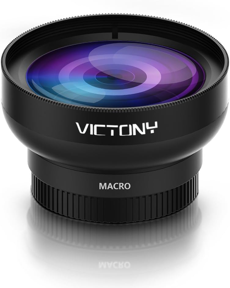 VICTONY 2 in 1 Phone Lens, Phone Camera Lens Kit Clip-On Universal Phone Lens 52mm Diameter Lens, 140ยฐ Super Wide Angle Without Distortion of The Frame Phone Lens, 12.5 X Macro Lens