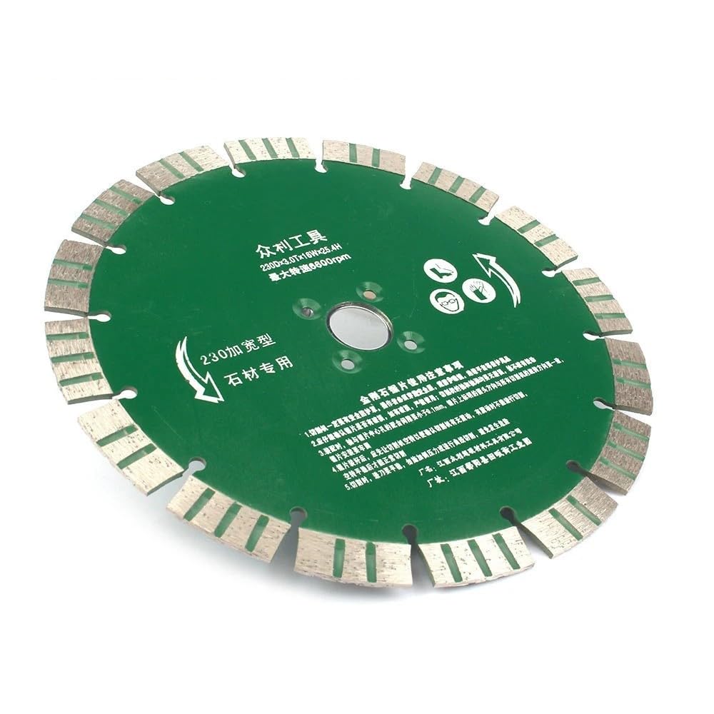 Discos de corte de diamante para amoladora angula 1 disco de corte de piedra con hoja de sierra de diamante de 190-230 mm, disco de corte turbo segmentado for granito, mármol y hormigón, 230 mm(230mm)
