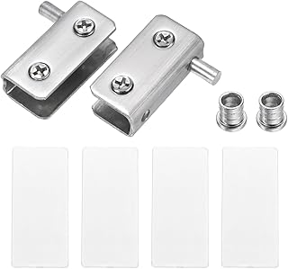 uxcell Adjustable Glass Door Hinges Clamp, 1 Pair Stainless Steel Cabinet Glass Door Pivot Hinge Clip for 5-8mm Thickness Glass, Silver 40x10x20mm