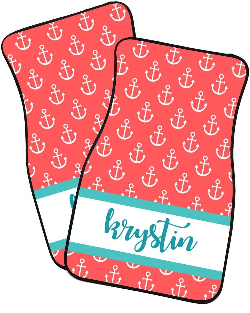 VictoryStore Custom Car Mats: Car Mats for Women Anchor Cart Mats Set of 2 Customize This Set with Your Name (Pink)