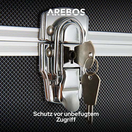 Arebos 3er Set Transportkoffer | 50 L Gesamtvolumen | abschließbar | mit Tragegurt und Schloss | universal als Transportbox geeignet | Werkzeugbox Aufbewahrungskoffer Moderationskoffer