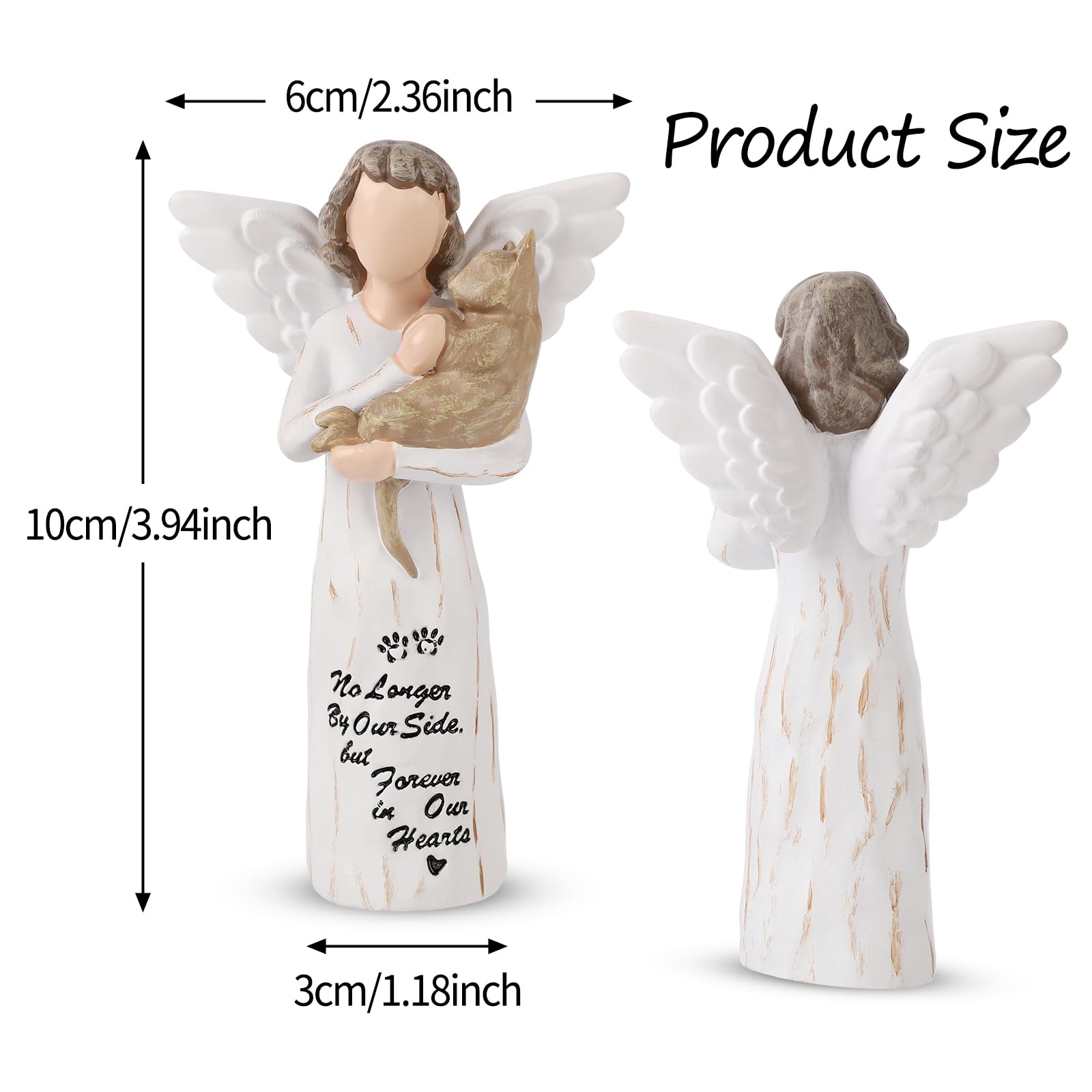 Cat Memorial Gifts, Angel Figurine Statue for Cat Lovers in Memory of Their Beloved Cat (Light Brown Angel Cat)