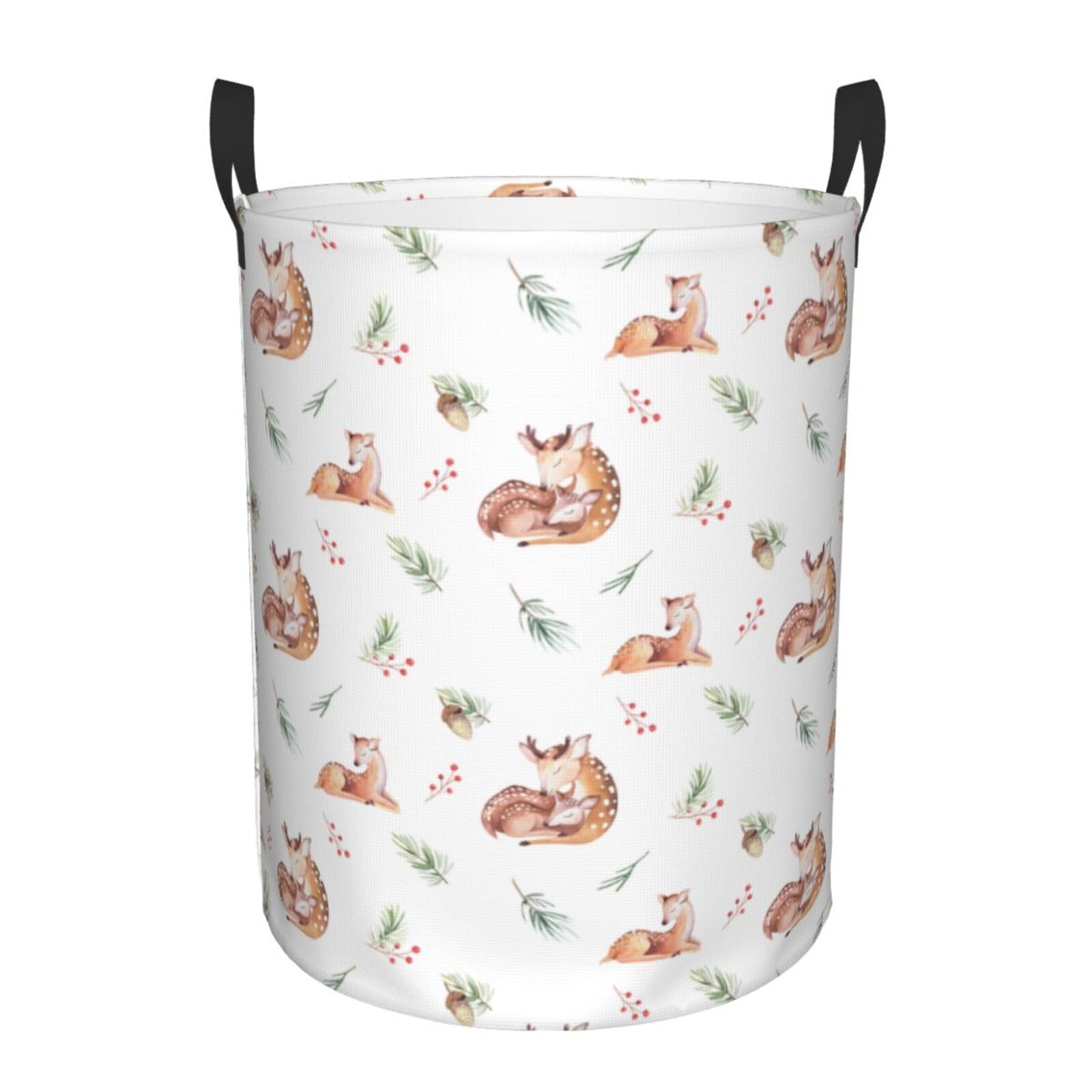 Laundry Basket Watercolor Deer Laundry Hamper Waterproof Idea Hampers Large Collapsible Baskets with Handle Suitable for Bedroom Bathroom Utility Room Kitchen