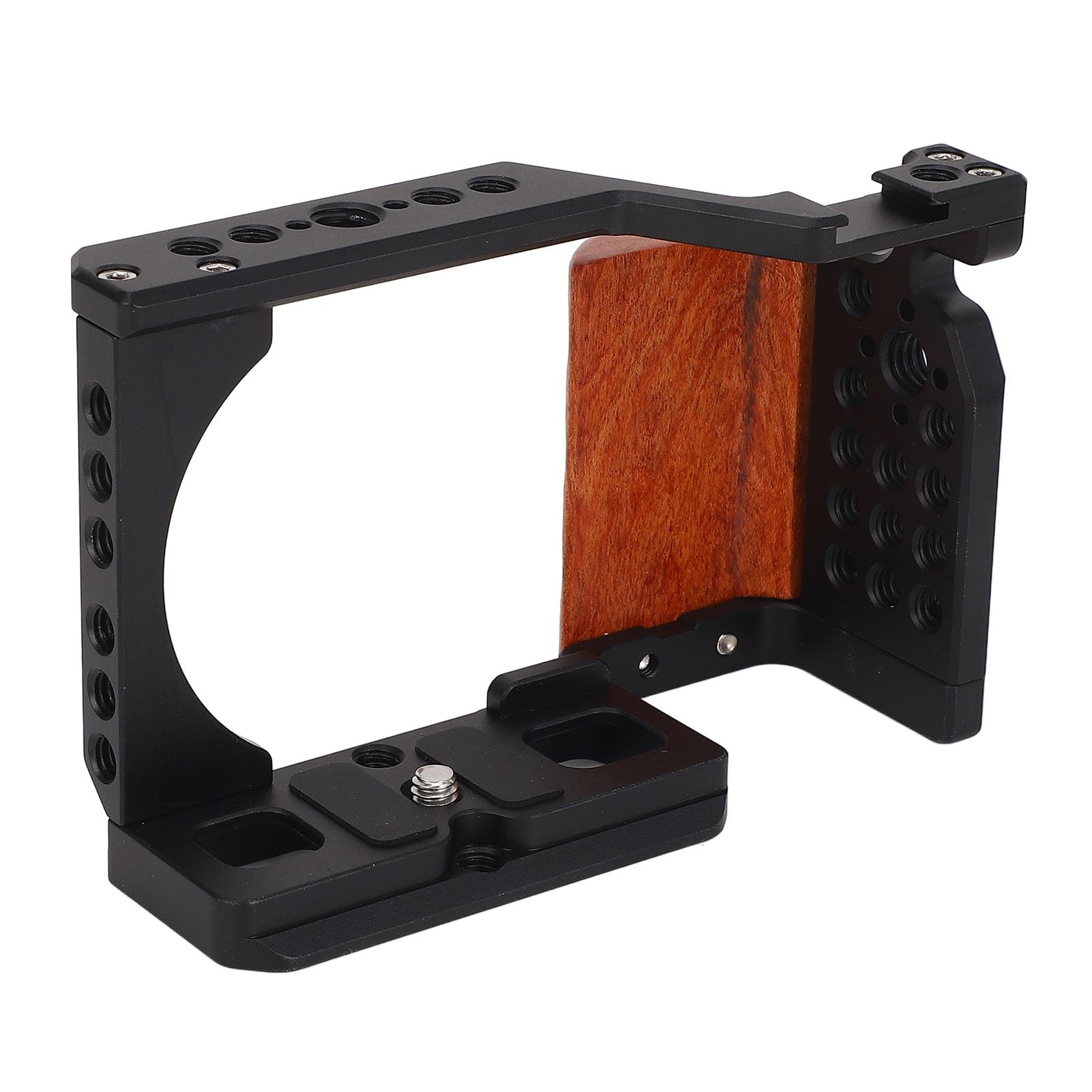 Gabbia per Fotocamera con Manico in Legno e Supporto per Slitta Fredda per ZV E10 Che Supporta L'espansione di più Dispositivi per i Professionisti