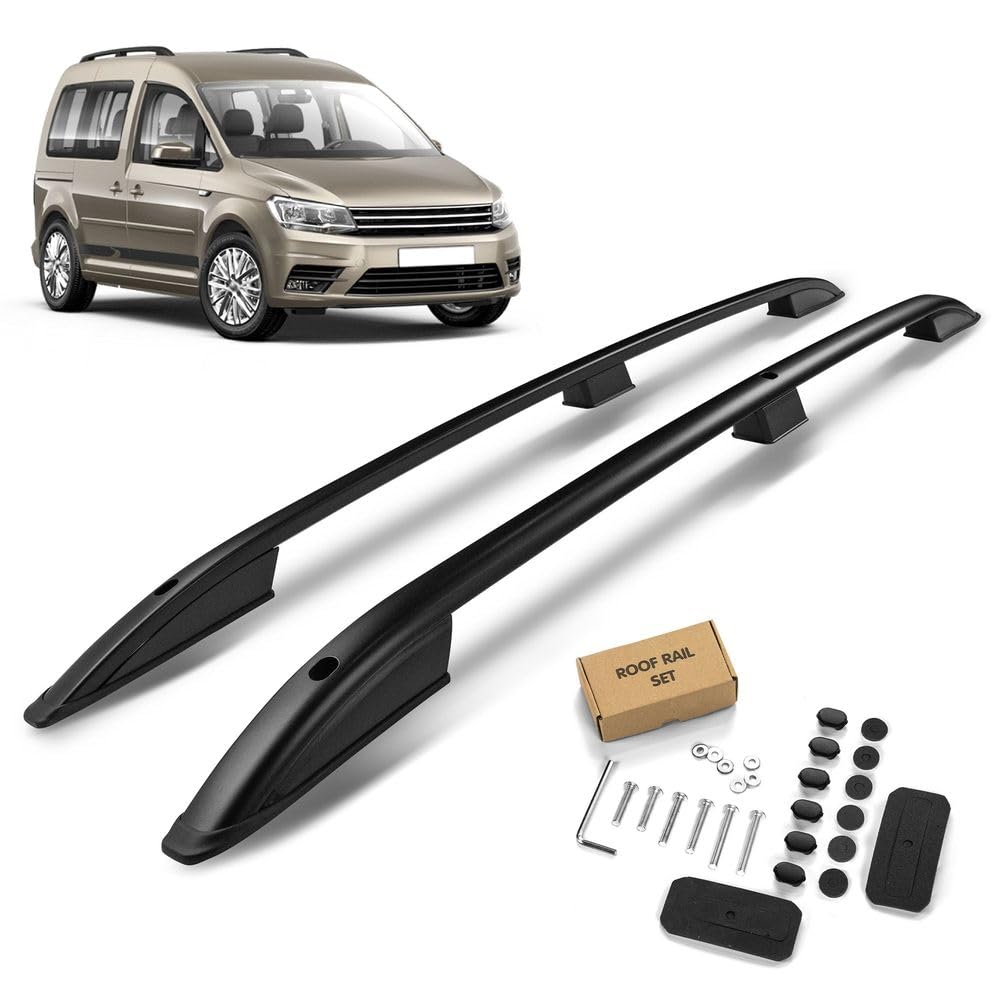 CHROMEMASTER | Relingi Dachowe Kompatybilne z VW Caddy L1 | SWB SHORT 2020+; Zamontuj na Relingach Bagażnik Dachowy, Kosz Dachowy, Boks Dachowy lub Uchwyt Rowerowy | Aluminium
