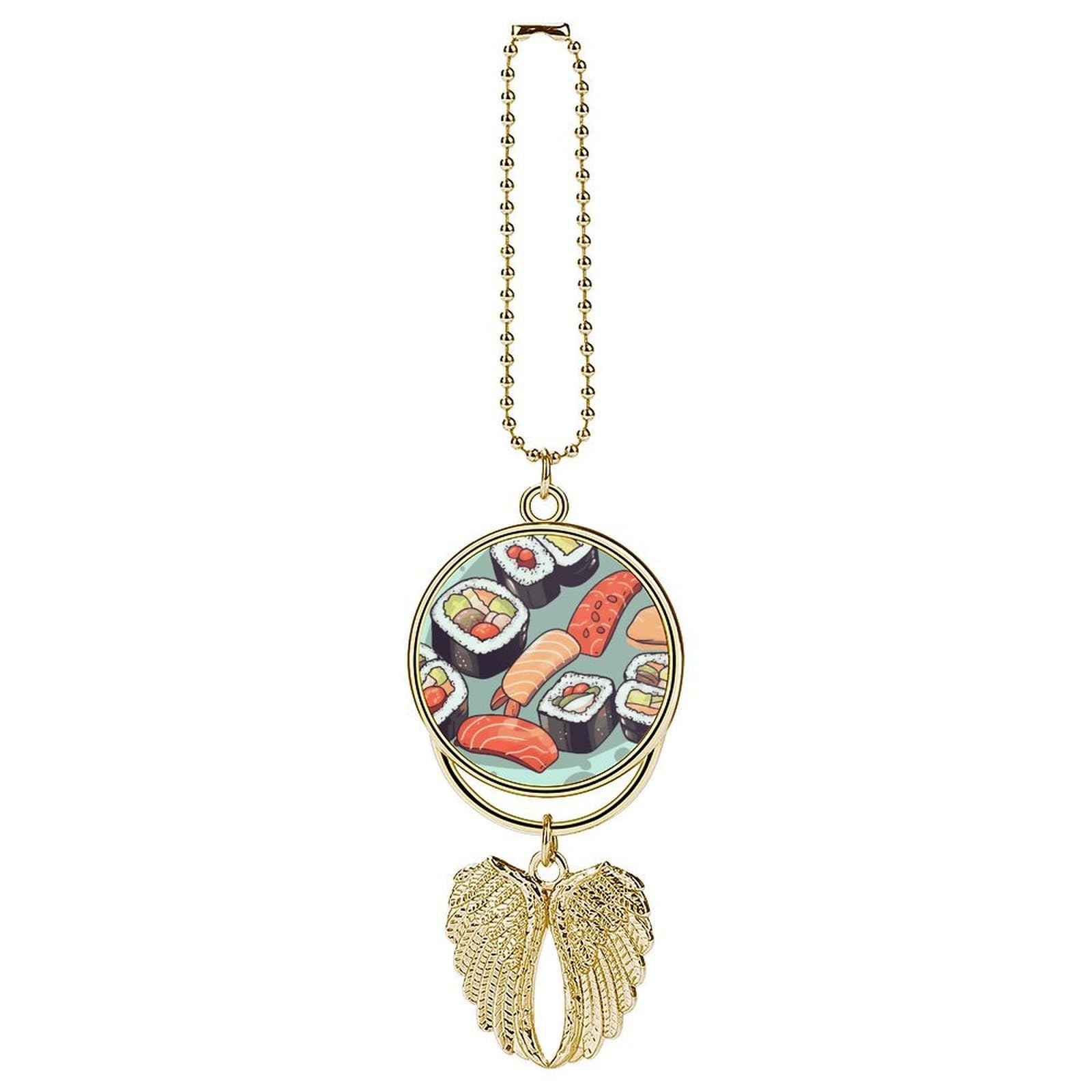 Sushi Car Charm Alloy Car Rear View Mirrors Hanging Ornaments Stylish Car Pendant Funny Auto Hanging Accessories Car Hanging Ornaments Gift for Women Men