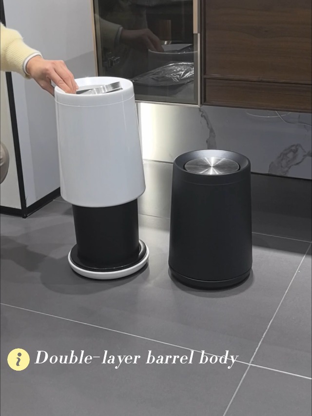 Image of 10 L /2.6 Gallon,Matte Black Bathroom Trash Can,Metal Garbage Can with Flipping Lid,for Bathroom, Living Room,Bedroom,Hotel,Office, Laundry Room (Black)