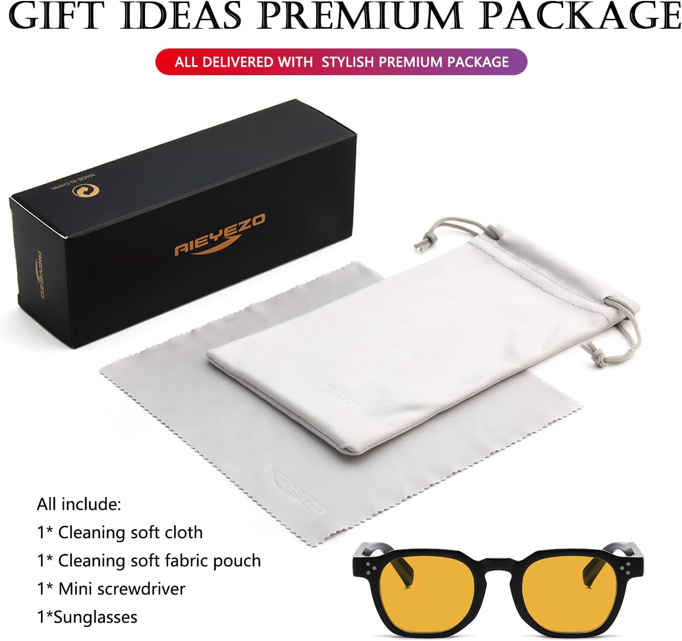 AIEYEZO Retro Sunglasses for Womens Mens Square Thick Framed Shades Trendy Vintage Sun Glasses - Image 6