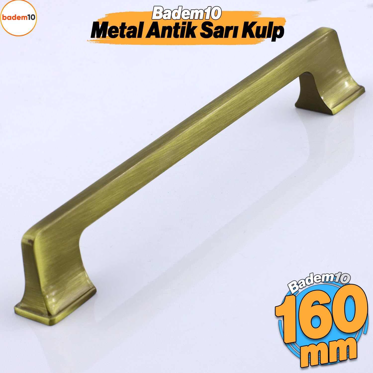 Gediz Metal Antik Sarı Kulp 160 mm 16 cm Mobilya Çekmece Mutfak Dolabı Dolap Kapak Kulp Kulb Kulpu