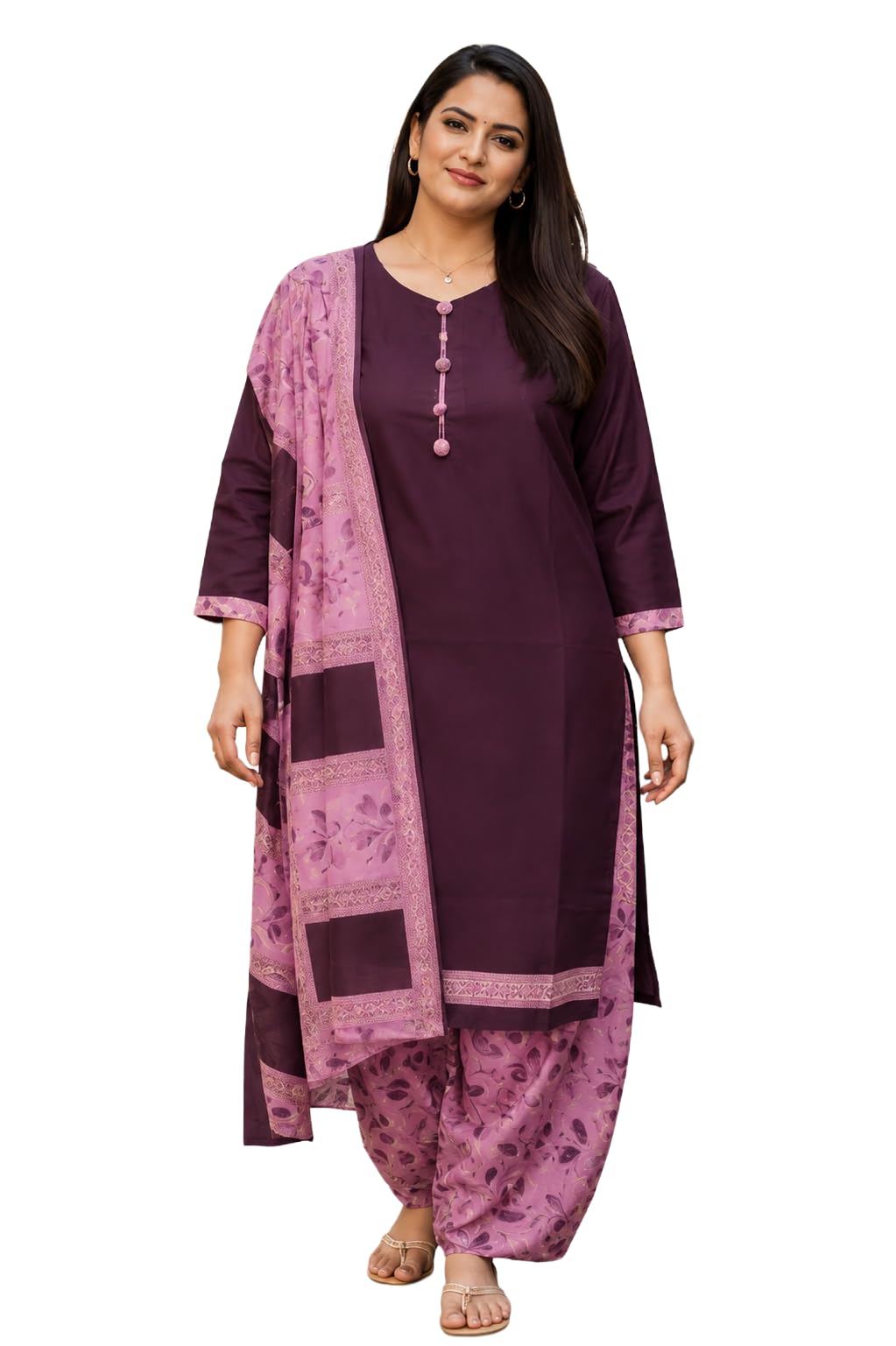 Wine Cotton Blend Printed Ready to Wear Patiala Salwar Suit (Readymade_P_RW5250WN0626AUG-P)-image-15
