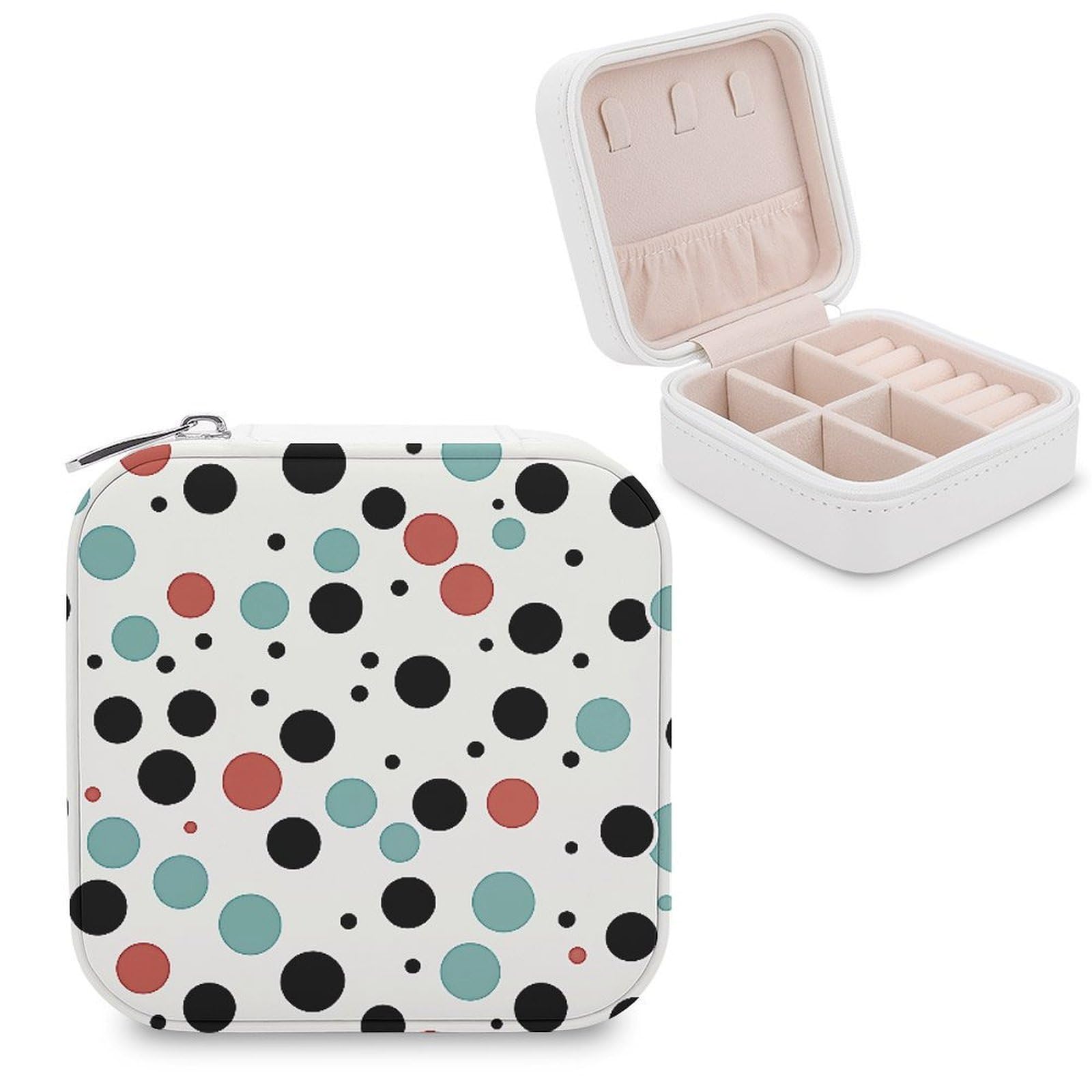 LZQPOEAS Polka Dot Jewelry Box Mini Jewelry Travel Case Trendy Stuff Ring Box Custom PU Leather Jewelry Boxes Portable Jewelry Case Earring Storage Organizer for Girls Women